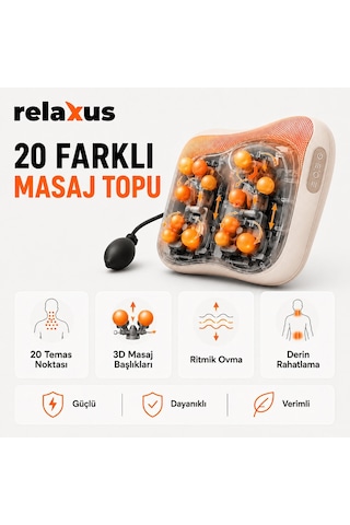 Rlx40 Taşınabilir Şişirilebilir Ovmalı Isıtmalı Masaj Yastığı Krem