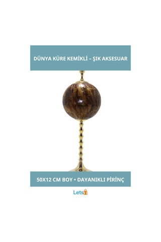 Şık Pirinç Dünya Küre Kemikli Dekoratif Aksesuar 50x12 Cm Diğer