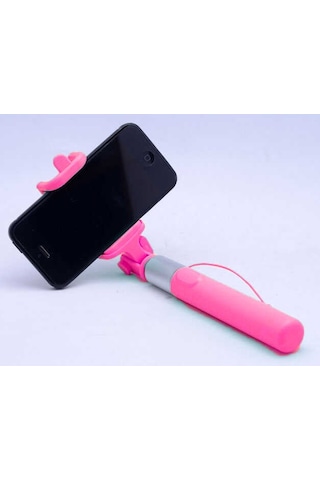 Kilifone - Selfie Çubuğu Monopad Selfie Çubuğu Kablolu - Pembe Koyu - T4954