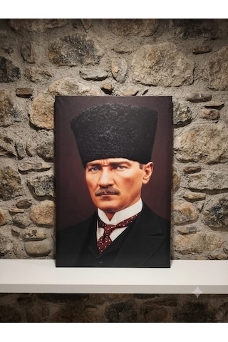 Tablo 40x60 60x90 Cm Orta Boy Ofis Ve Salon Hediyelik Duvar Aksesuarı Atatürk Siyah Beyaz