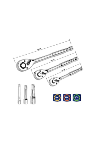 Workpro Wp202530 1/4' 3/8 1/2' Metrik/inç 164 Parça Cr-v Ağır Hizmet Lokma Ve Kombine Anahtar Takımı