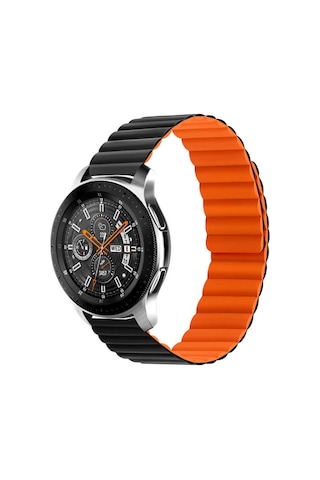 Galaxy Watch 42mm Uyumlu Krd-52 Zore Kordon-siyah-turuncu