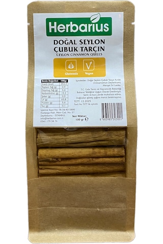 Herbarius Doğal Seylon Çubuk Tarçın 100 G