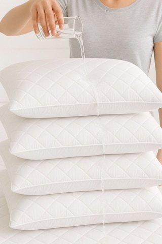 Yastık Alezi Seti Pamuklu Kapitone Sıvı Geçirmez 4 Lü Yastık Koruyucu Beyaz Beyaz