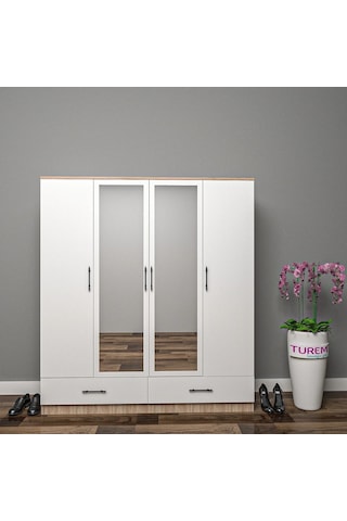 Nuray 4 Kapılı Gardrop Mdf Sis Gri