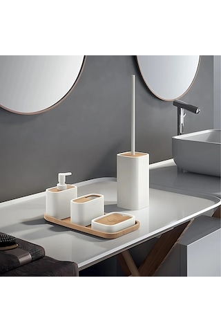 Ninfea Tuvalet Fırçalık, Tezgah Üstü - Beyaz