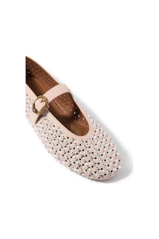 Kurt Geiger Mayfair Süet Kristal Taşlı Lüks Tasarım Kadın Babet Pembe