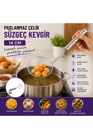 Diyarı Fırsat Pablito Saplı Çelik Kevgir Metal Süzgeç Kaşık 14 İnç 10'lu Paket