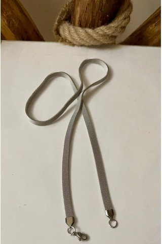 İtalyan Model Hasır Kordon Çelik Silver Unisex Kolye 65 Cm