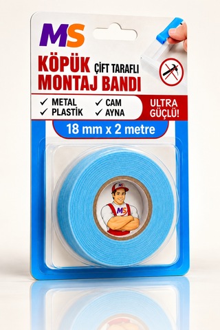 Ultra Güçlü 18 Mm X 2 Metre Çift Taraflı Köpük Montaj Bandı Metal Plastik Cam Ahşap Bantı Bantları