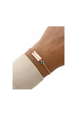 Nazarlı Gümüş İsim Bileklik - Altın Altın