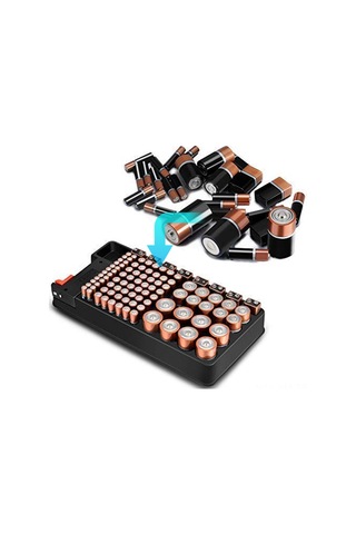 Ximistore9 Absli Akıllı Pil Saklama Kutusu İle Lcd Voltmetre, 98 Adet Pil Tutabilir Aa, Aaa, C, D, 9v Ve Düğme Pilleri Diğer