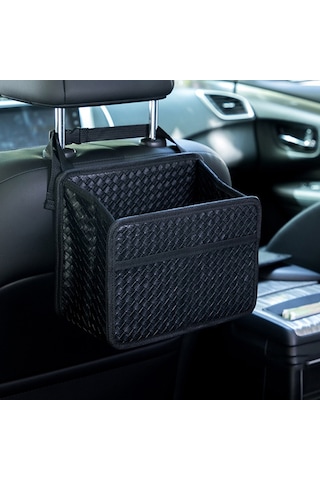 Araba Asılı Çöp Torbası Çok Fonksiyonlu Katlanır Saklama Kutusu, Model: H611 Dokuma Desen