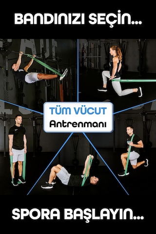 45kg Barfiks Lastiği Gym Resistance Band Antrenman Kas Geliştirme Bandı Yeşil Ultra Sert