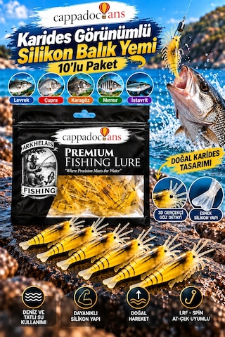 Balık Avı, Avcılık, Balıkçılık Karides Silikon Balık Yemi & Suni Yem Olta - Balık Avı Ve Malzemeler 10 Lu Paket