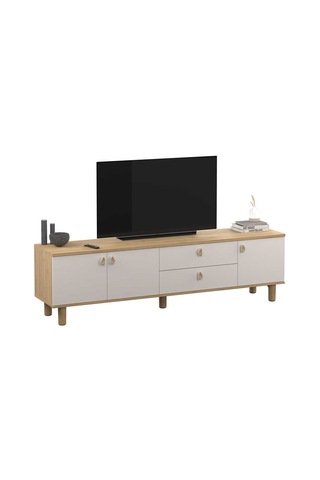 Bohem 3 Kapaklı 2 Çekmeceli Tv Ünitesi Florida Meşe-vizon 207x58x45 Cm