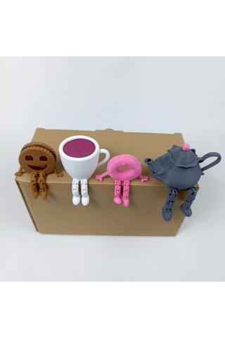 4 Lü Eğlenceli Çay Köşesi Seti Çay Fincanı-çaydanlık-bisküvi-donut