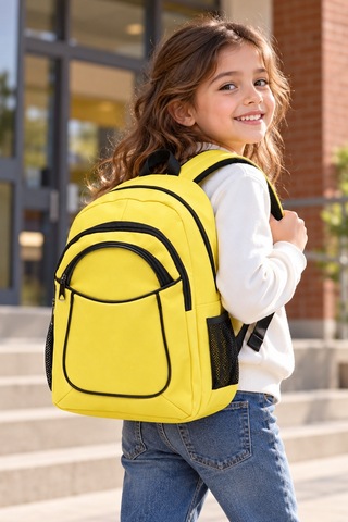 Bags Prime Sarı Çok Bölmeli Günlük Okul Sırt Çantası Yan File Cepli Unisex - Sarı