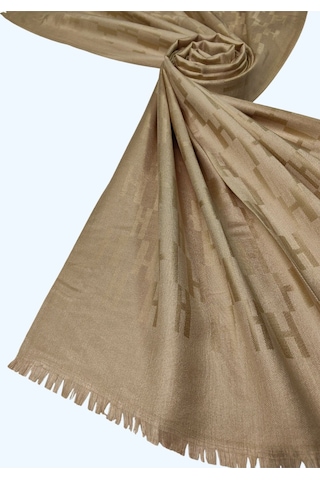 Mim Eşarp Işıl İpek - H Desen Kaşmir İpek Şal 75x190 Cm Gold