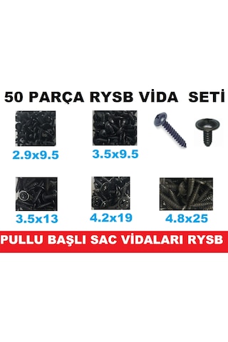 Sac Vidası Rysb Pullu Başlı VİDA SETİ 50 PARÇA