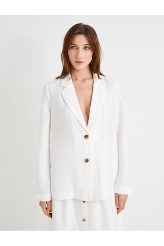 Koton Blazer Ceket Kruvaze Düğmeli Viskon Ekru 4sak50135uw Ekru