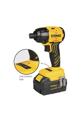 Rtrmax RTS5020 Şarjlı Torklu Vidalama Makinası Kömürsüz 200 Nm 2x4 Ah 20V Çift Akü S-Lion