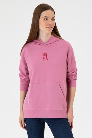 U.S. Polo Assn. Kadın Koyu Pembe Yırtmaçlı Kapüşonlu Sweatshırt 50313611-VR167