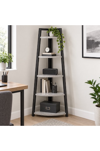 Evkolleksiyon 4 Raflı Metal Köşe Raf 170x80 Cm 40x20 Profil Gri