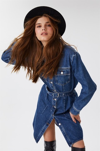 Julia Kadın Jean Elbise -15182-denım