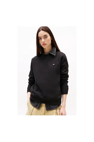 Tommy Hilfiger Kadın Mürettebat Yaka Sweatshirt - Siyah Black
