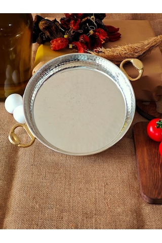 Modabakır İç Dış Kalaylı Kalın Gerçek Bakır Tava, Yumurta Sahani 24 Cm Model:e5ythy Bakır