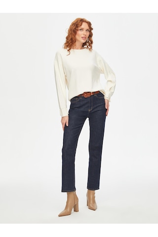 Relax Kolu Kontrast Garnili Modallı Sweatshirt 69757 U6975773 Ekru