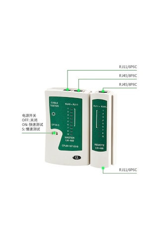 Primex Px-8070 Rj-45,rj-11 Lüks Kablo Test Cihazı, Adsl, Cat5,cat6,cat7,cat8 İnternet Kablo Tester