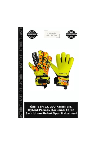 Özel Seri Gk-300 Kaleci Eld. Hybrid Parmak Korumalı 10 No Sarı İdman Ürünü Spor Malzemesi