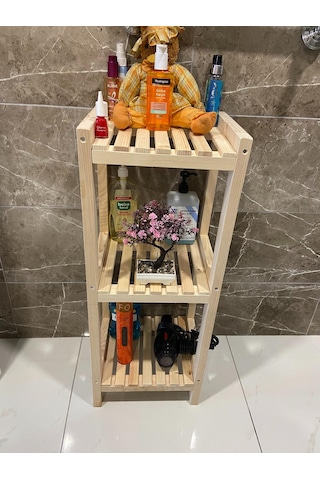 Ahşap 3 Katlı 90 35 30 Banyo Düzenleyici Ahşap
