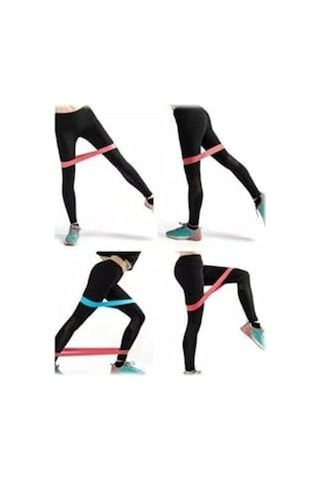 3'lü Direnç Bandı Seti, Pilates Ve Aerobik İçin Mavi Ve Orta Sertlik Açık Kırmızı