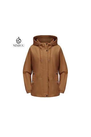 İlkbahar Ve Sonbahar Günlük Kadın Bol Kapüşonlu Rüzgarlık Ceket Kahverengi
