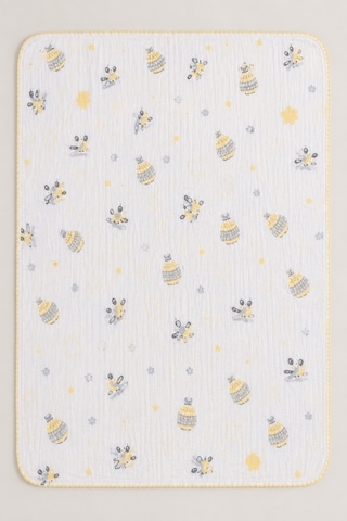 Unisex Bebek Balon Desenli Müslin Örtü 85x90 Cm %100 Pamuk Beyaz