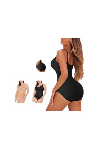 Tezzgelsin Kadın İnce Askılı Çıtçıtlı Slip Body Korse Siyah