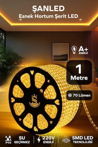 Hortum Esnek 220v Şerit Led Amber 1 Metre 1 Metre