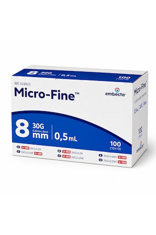 Embecta Micro-fine U-100 0,5 Ml 30g 8 Mm İnsülin Enjektörü 100 Adet