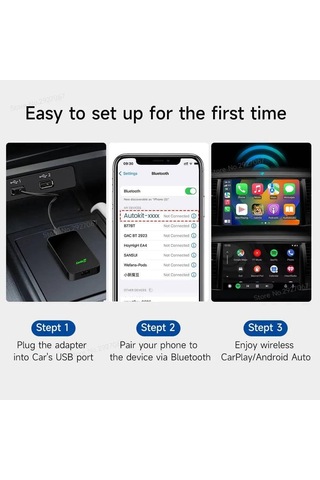 5.0 Carplay Ve Android Auto Carplay Ve Android Auto'lu Otomobiller İçin Kablosuz Adaptör Üretim Yılı: 2017-2023 ,