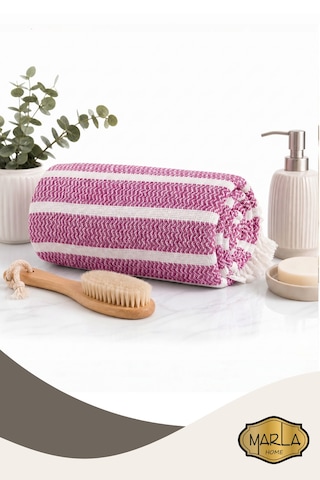 %100 Pamuk Dokuma Peştemal Havlu Plaj & Banyo Havlusu 100x170 Cm Pembe