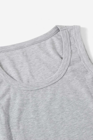 Merry See Düz Renk Kadın Kolsuz Bluz Crop Top Gri