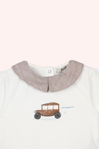 Panço Erkek Bebek Yakalı Araba Baskılı Kısa Kollu Ekru Body Krem 2511BB03001