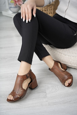 Nesilshoes Nesil Shoes Conf 111 Taba Fermuarlı Yazlık Kadın Ayakkabı