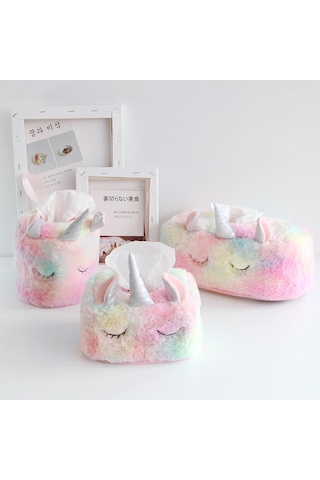 Renkli Unicorn Mendil Kutusu Kapağı Sevimli Peluş Diğer