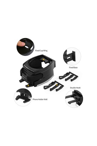 Araba İçin 2'si 1 Arada Havalandırma Telefon Tutucu Ve İçecek Tutucu, Evrensel Bardak Şişe Montaj Braketi Standı Siyah