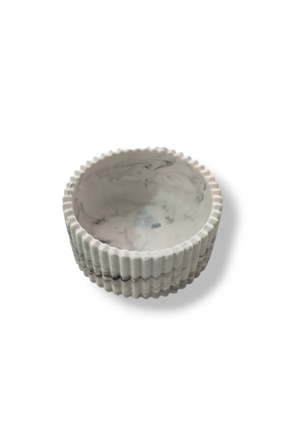 Mermer Desenli Dekoratif Kap / Çok Amaçlı Kase 8x3,5 Cm El Yapımı İei159 Mermer Desenli