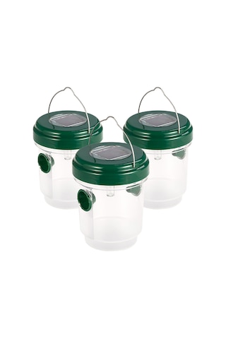 Lemestar Güneş Enerjili Dış Mekan Arı Tuzağı, Uv Işık Ve Çift Giriş Tüneli İle Bahçe/çimenlik İçin Su Geçirmez Ip44 Yeşil - 3 Adet